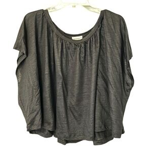 Anthropologie Deletta Pleated Boxy Top Shirt Black Small Swing Style boxy